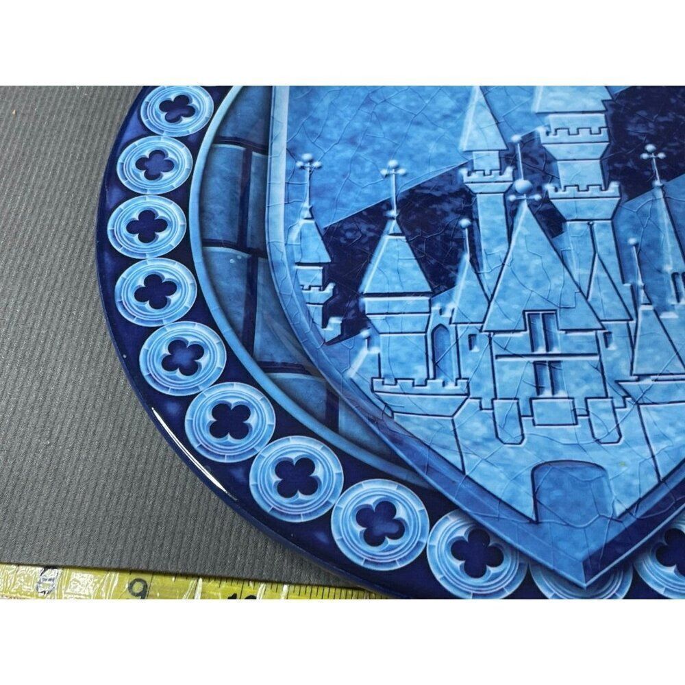 Disney Park Malamine Cinderella Castle Blue 11" Rim Dinner Plate Blue - Picture 5 of 8